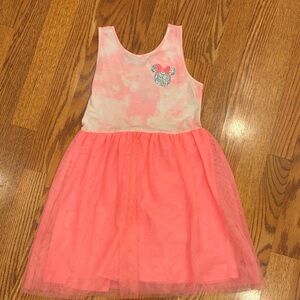 Disney Coral and Cream Kids Dress with Glittery Detail